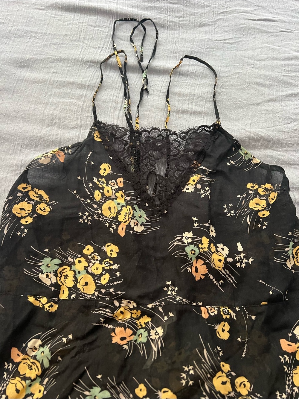 Medium
Black & Mustard Floral Ruffle vintage Slip Dress - Picture 3 of 11